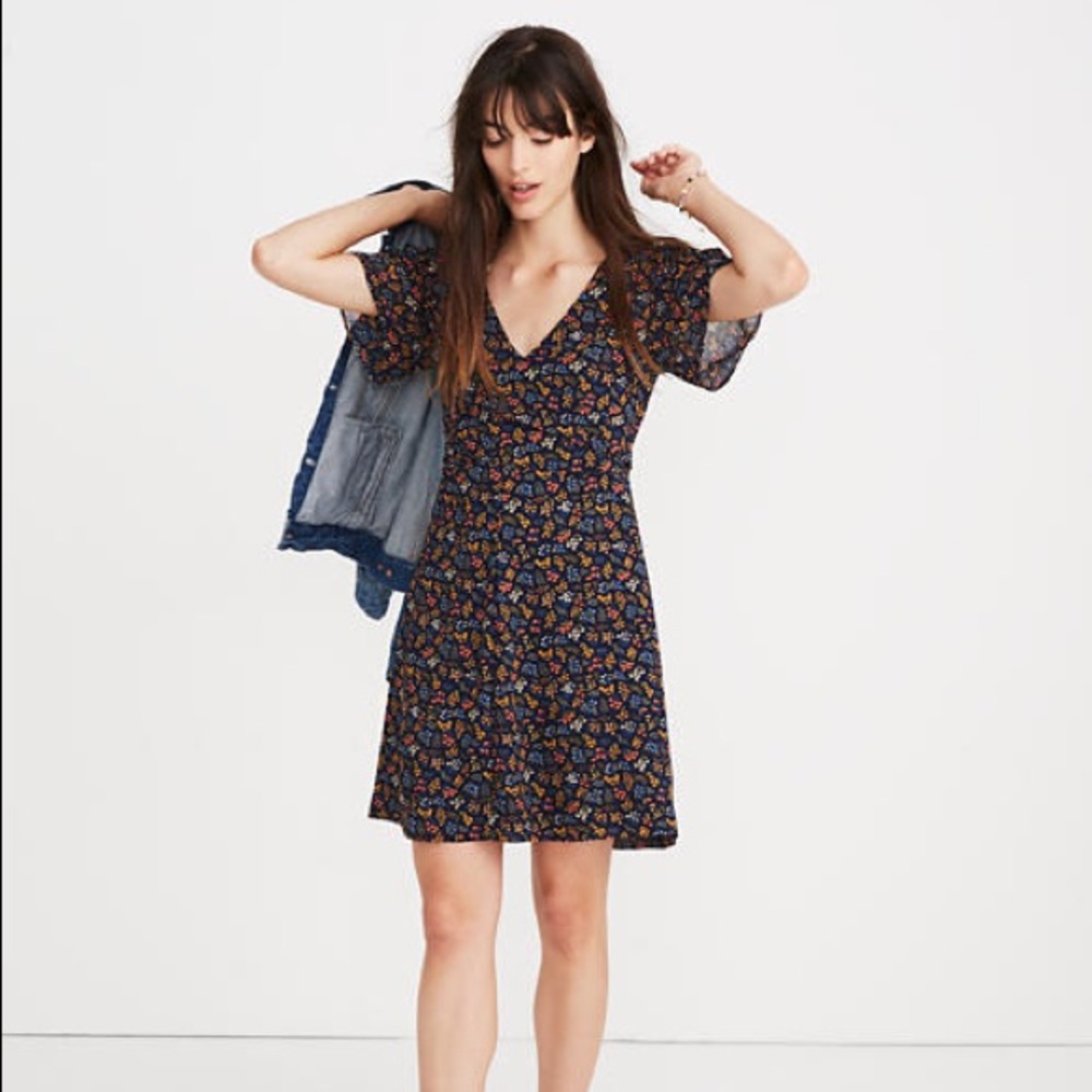 Madewell Cross-Front Mini Dress in Garden Party